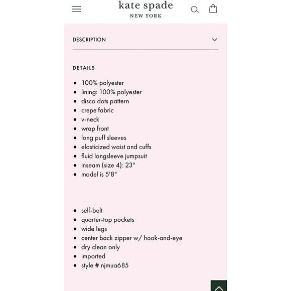 NWOT Kate Spade Disco Belted Polka Dot V-Neck Jumpsuit Black Pink Green 14 - Picture 8 of 8